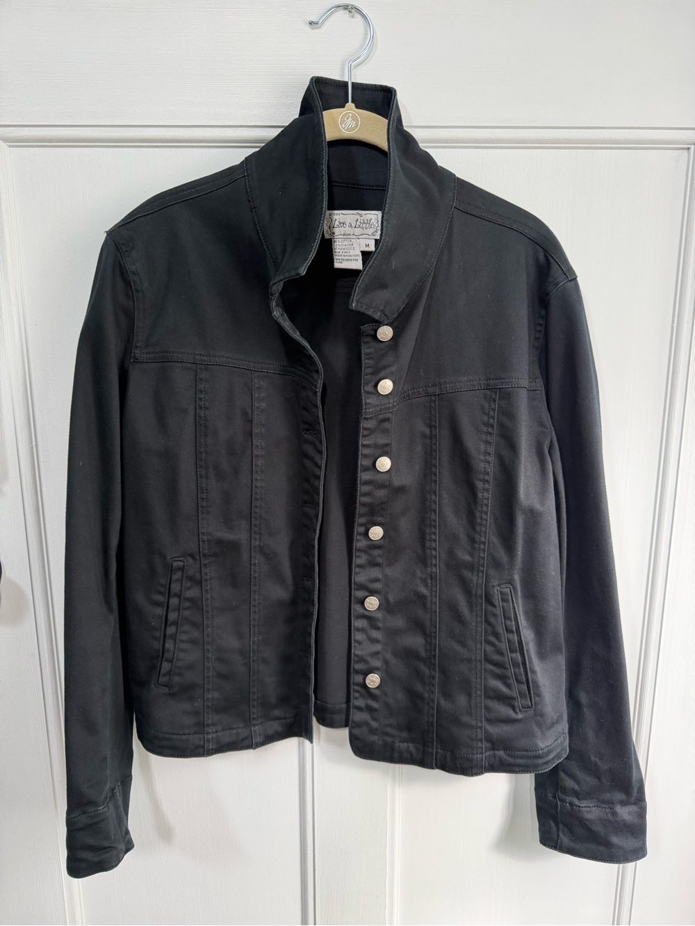Live a Little Black Jean Jacket with Button Front